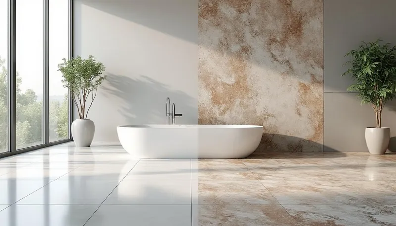 How does tile flooring compare to natural stone?